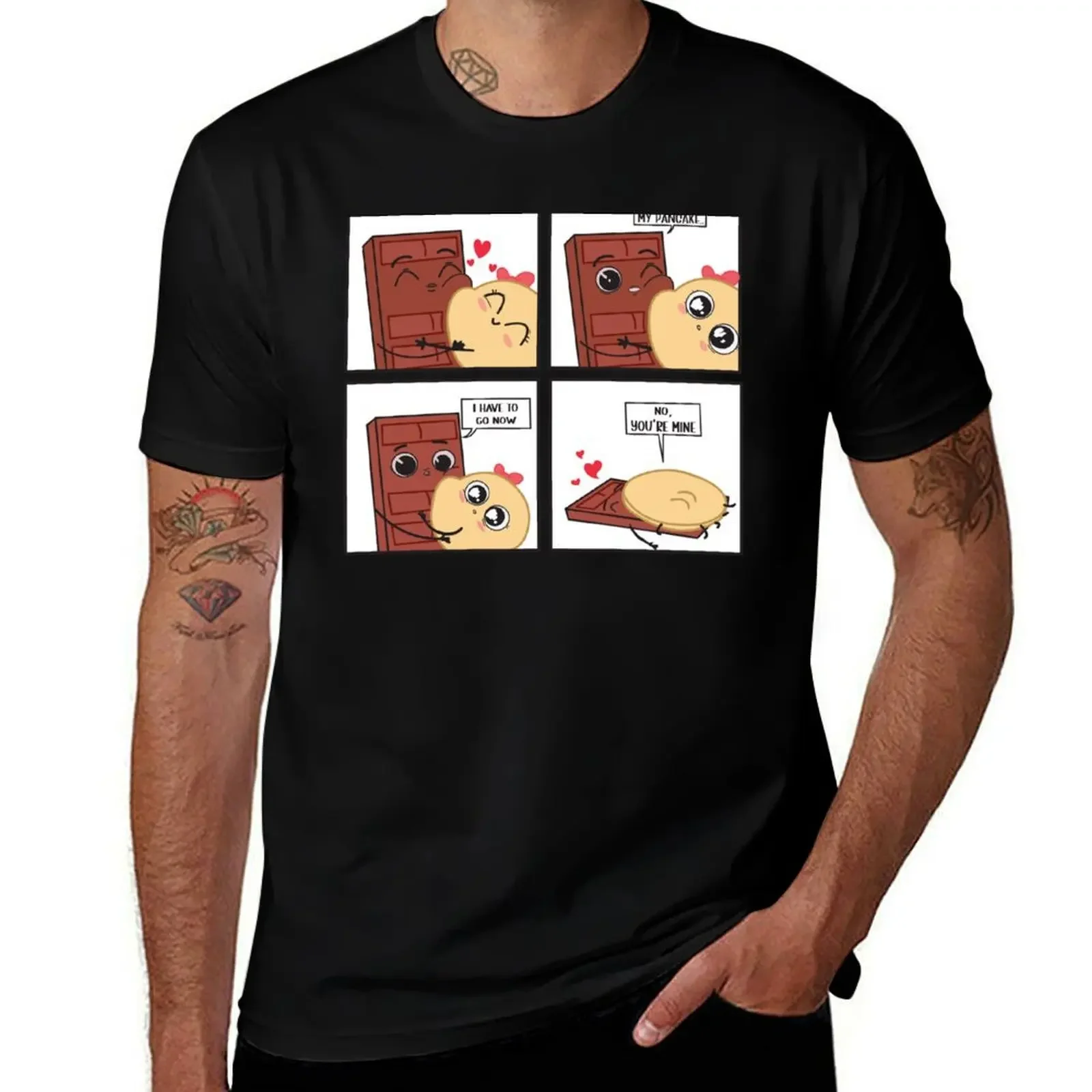 

Забавная милая пара футболка Choco And Pancake, корейские модные мешковатые рубашки, футболка на заказ, футболки для мужчин