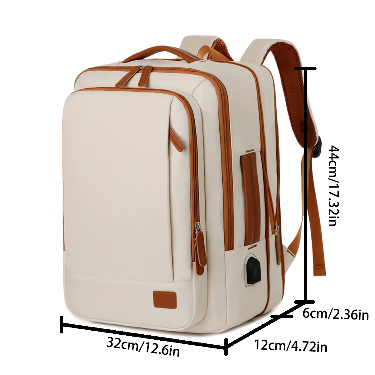 حقيبة ظهر أكسفورد قابلة للتوسيع مع جيوب رطبة وجافة - حقيبة كمبيوتر محمول متعددة الأغراض ومنفذ USB وسحابات مزدوجة لحقيبة أمتعة سفر الأعمال