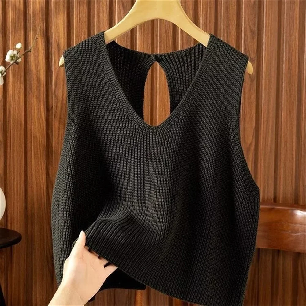 2026 moda coreana gilet corto lavorato a maglia per le donne primavera autunno gilet di cotone allentato casual elegante top gilet maglione vestiti top