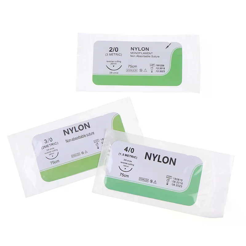 Surgical Practice Nylon Suture Thread Kit 2.0 3.0 4.0 12PCS Sterile Needle for Medical Training Laboratory