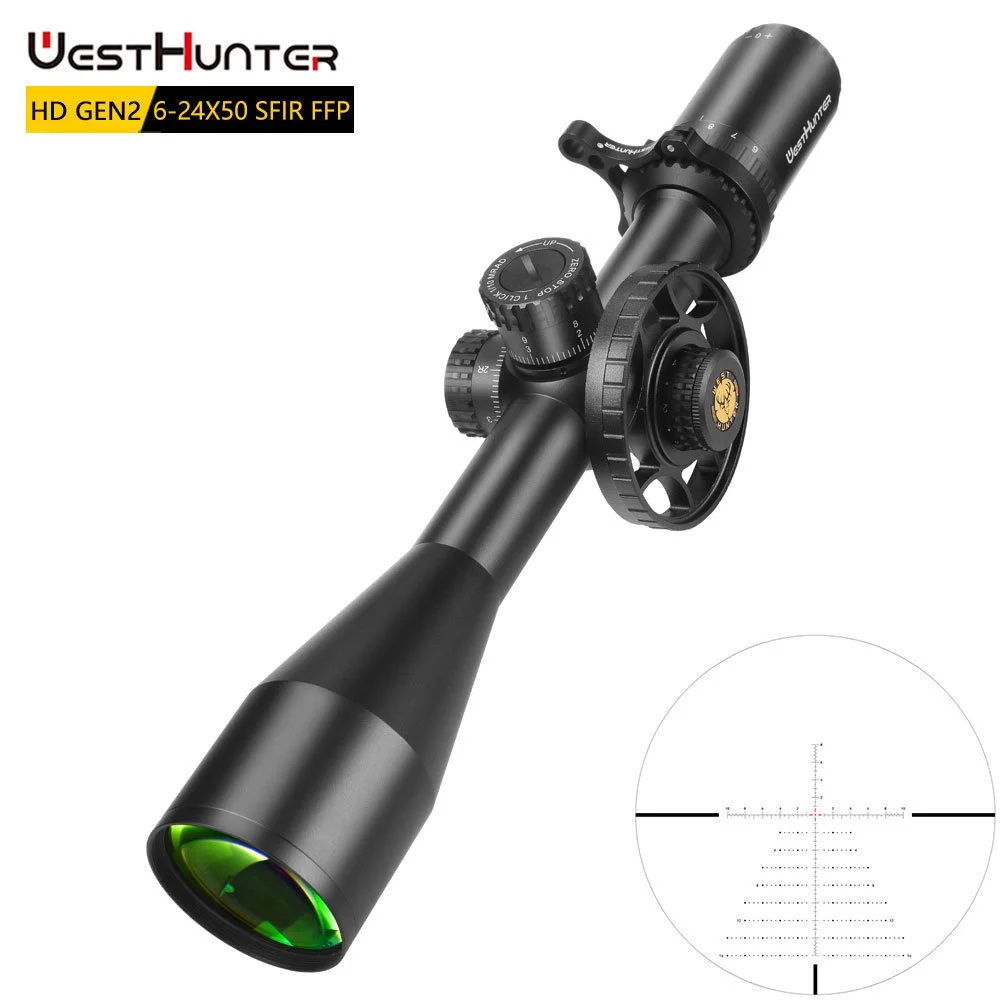 WestHunter HD GEN2 6-24x50 SFIR FFP ZERO STOP Jagdzielfernrohr Erste Fokalebene Taktisches Zielfernrohr Beleuchtetes Fadenkreuz Optische Visiere