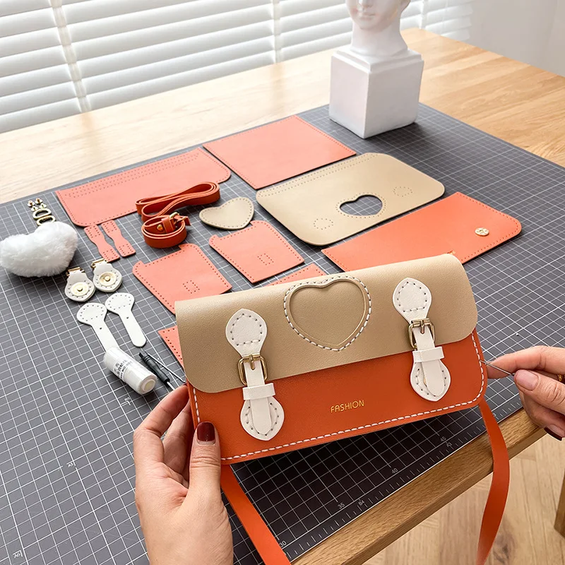 

DIY Leather Cambridge Bag Making Kit Purse Sewing Materials for Women Shoulder Handbag Handmade Knitting Crochet Bags Stitching