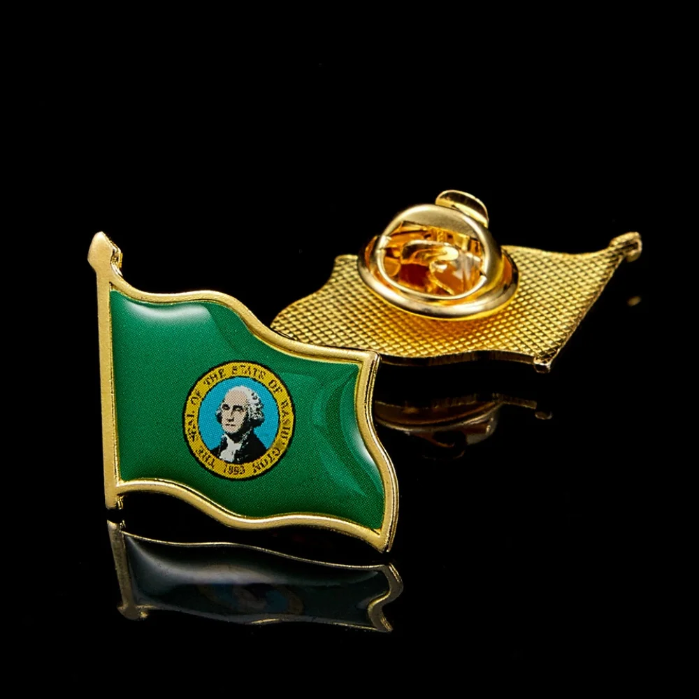 

USA State of Washington Northwest US Flag Lapel Pin Brooch Patriotism Metal Safety Pins Collectible