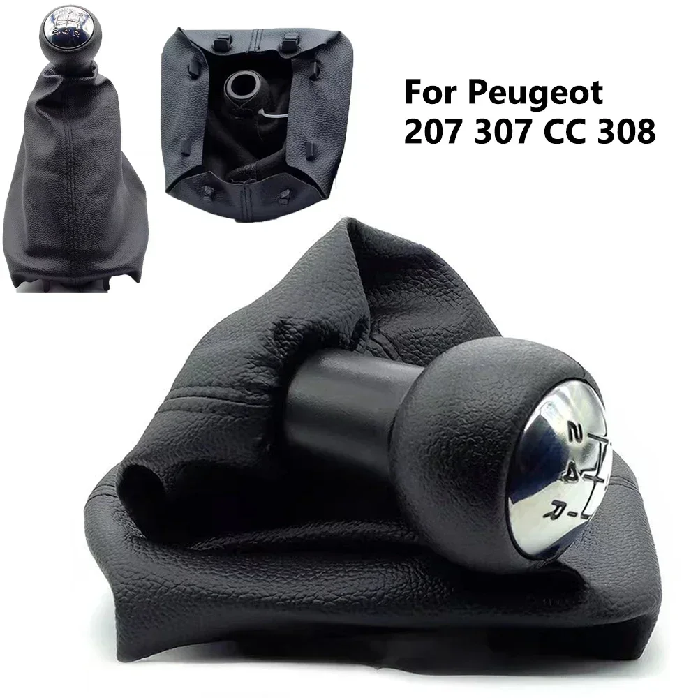 

For Peugeot 207 307 CC 308 5Speed Gear Shift Knob Shifter Lever Stick Gaiter Boot Cover PU Car Accessories Gear Shifter Knob