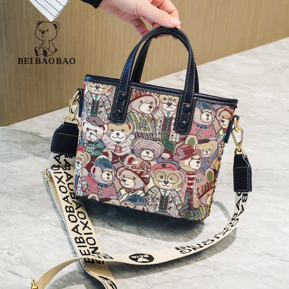 

BeiBaoBao Brand luxury designer handbags for women shoulder hand Bag women 2023 trend totes Bear print crossbody bag for women