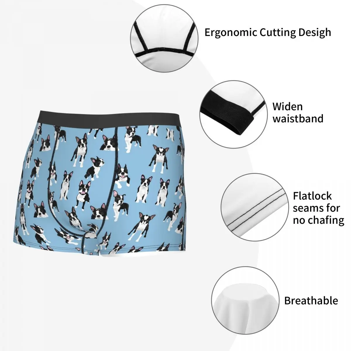 Boxer Underpants Shorts Boston Terrier Cute Dog (4) Panties Men's Comfortable Underwear for Homme Man Boyfriend Gifts
