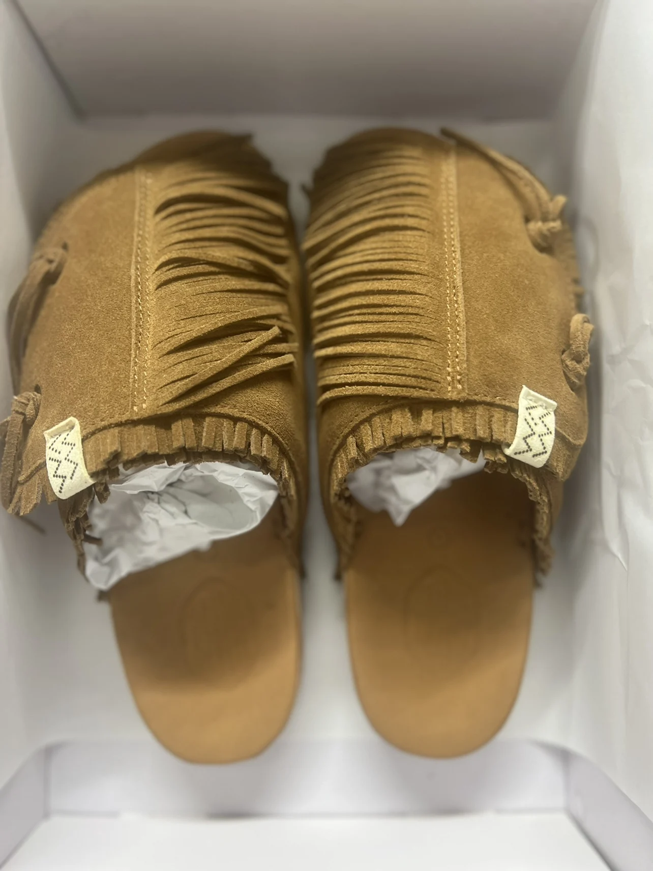 Visvim 23ss شباشب جديدة من جلد الغزال بخياطة عصرية غير رسمية للرجال والنساء مهدب