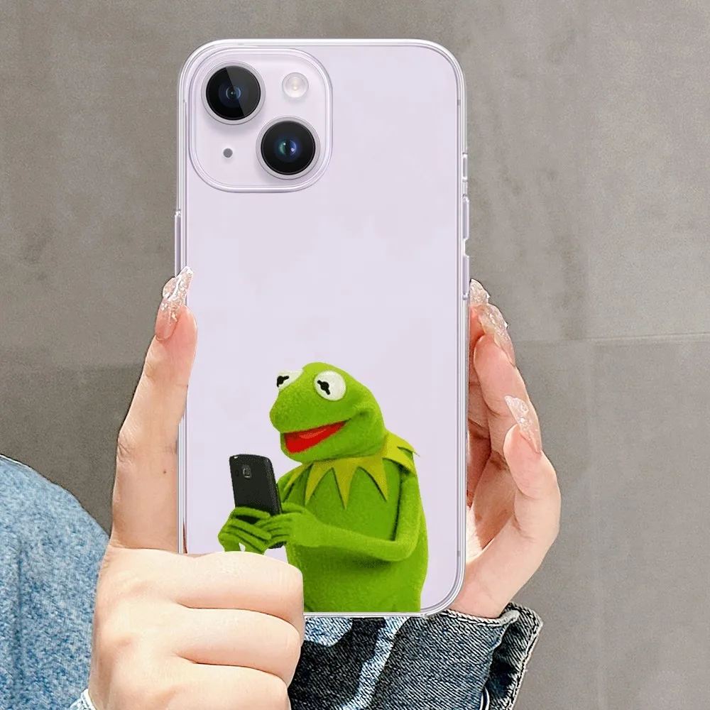 Disney kermit The Frog Memes Custodia per telefono per iPhone Mini 11 12 13 14 15 X Plus Pro Max SE XR Custodia trasparente