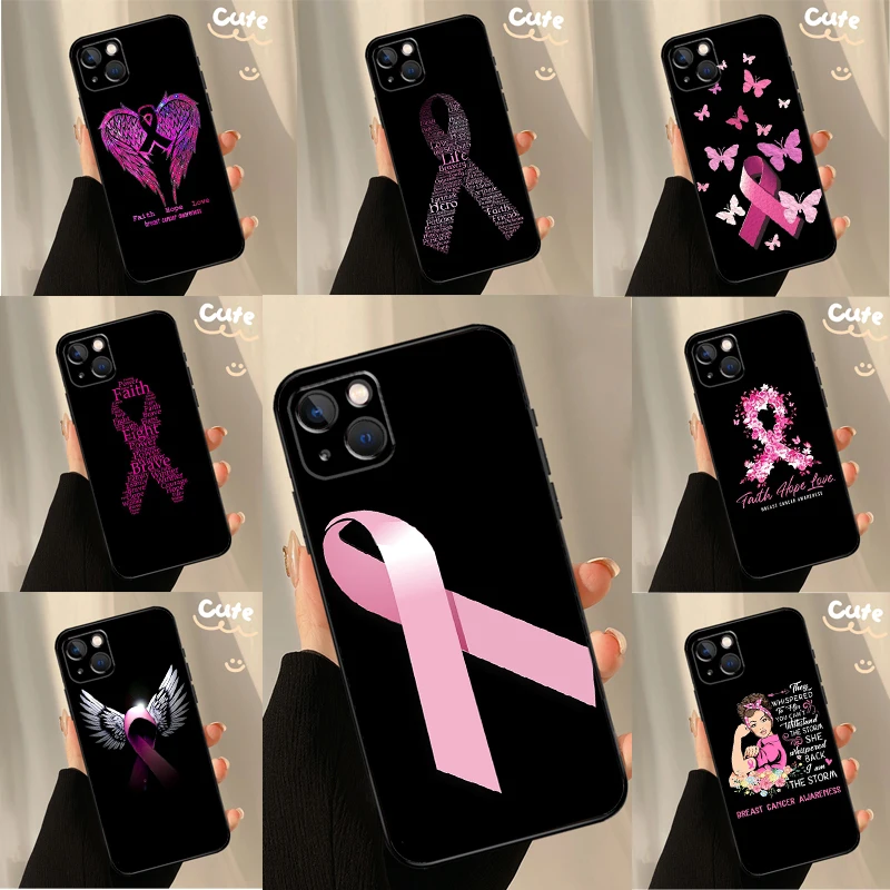 Breast Cancer Awareness Phone Case For iPhone  XR X XS Max Plus 12 13 Mini 11 12 13 14 15 16 Pro Max Cover