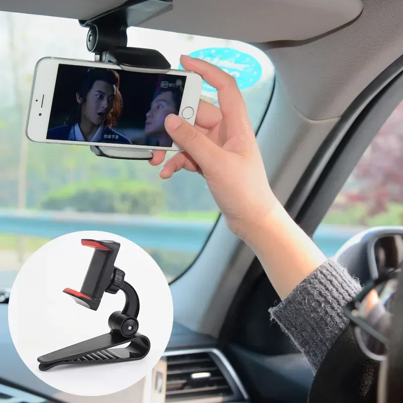 Universal Car Sun Visor Phone Holder 360 Degree Rotation Automobiles Navigation Mount Stand Clip Mobile Phone Bracket Accessory