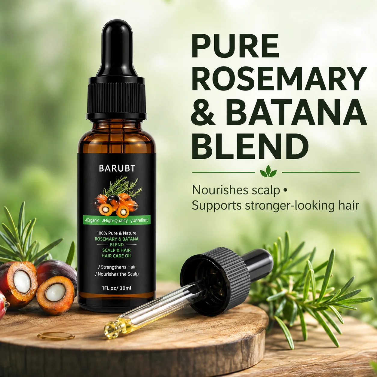 BARUBT Hair Care Essential Oil Rosemary Batana Oil Extract Improves Frizz, Strengthens Hair Texture, Hair Oil Curls
