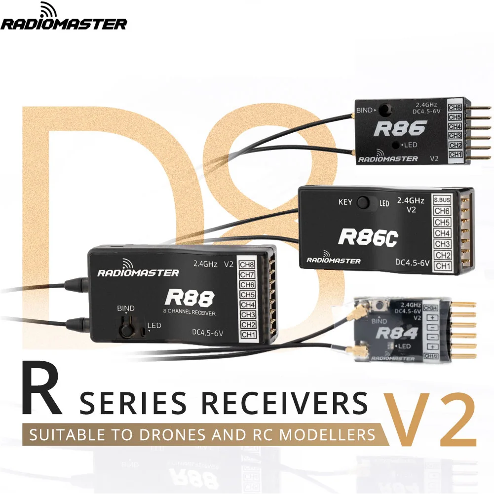 Радиомастер R81 R84 R86 R86C R88 R88 4CH 6CH 8CH 16CH приемник SBUS RSSI V2.0 для FRSKY D8 D16 TX16S SE Радиоуправляемый самолет