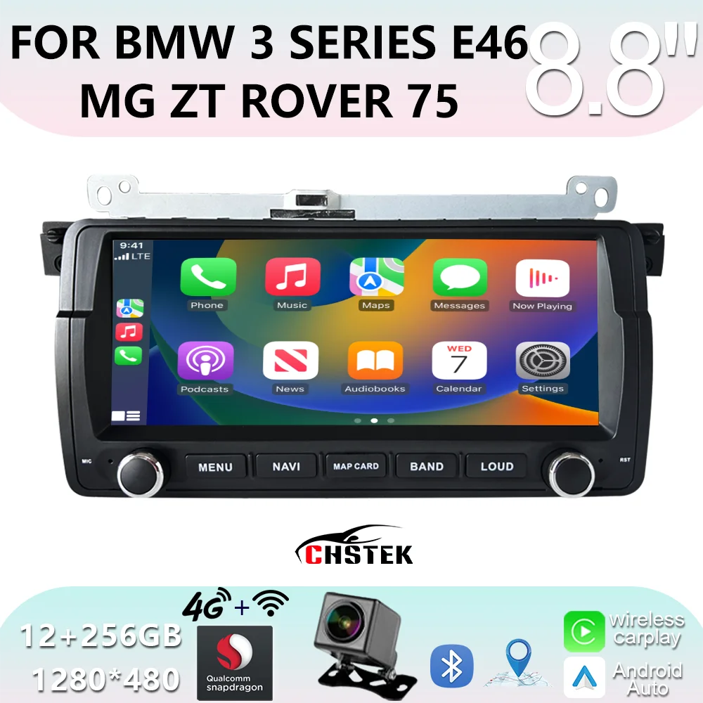 CHSTEK 8.8" For BMW 3 Series E46 M3 1998 1999-2007 Samochodowy Odtwarzacz Multimedialny Android 13 CarPlay Auto Nawigacja BT5.0 - zdjęcie 1
