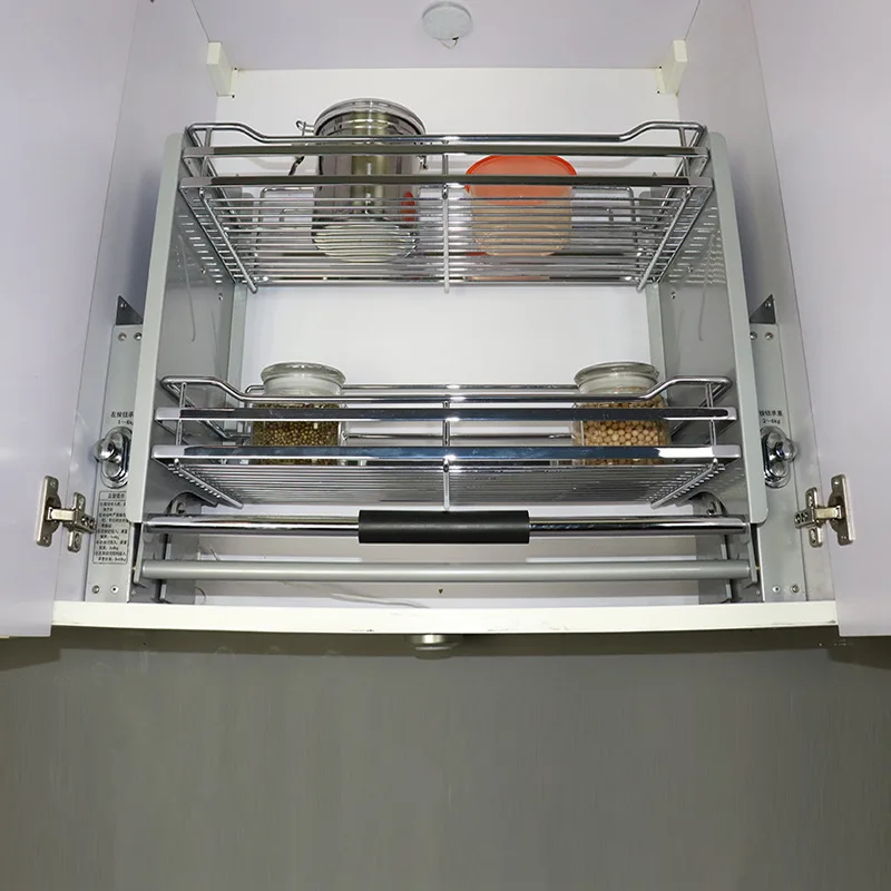 

Stainless steel afterburner storage cabinet lifting basket lifting rack cabinet lift pull-down blue storage