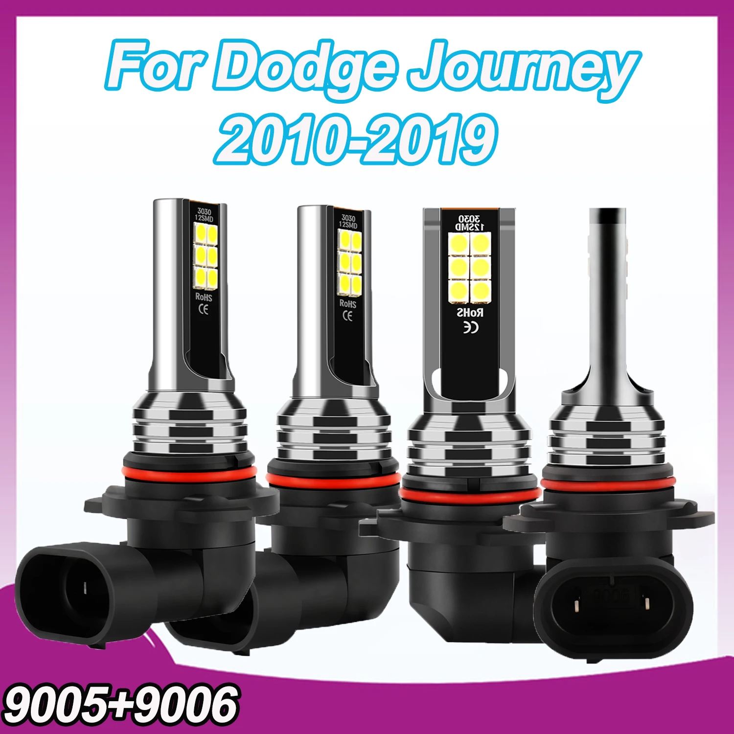 

For Dodge Journey 2010-2019 9005 HB3 9006 HB4 LED Fog Light Combo Bulbs 6000K White Upgrade 3570 CSP Chips NO Fan Design