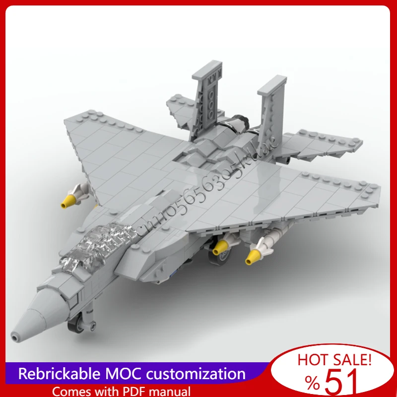 464 PCS F-15 Eagle 1:48 Scale Twin Engine All Weather Fighter Jet Model MOC Building Block Brick Creative Assembly Toy Kids Gift