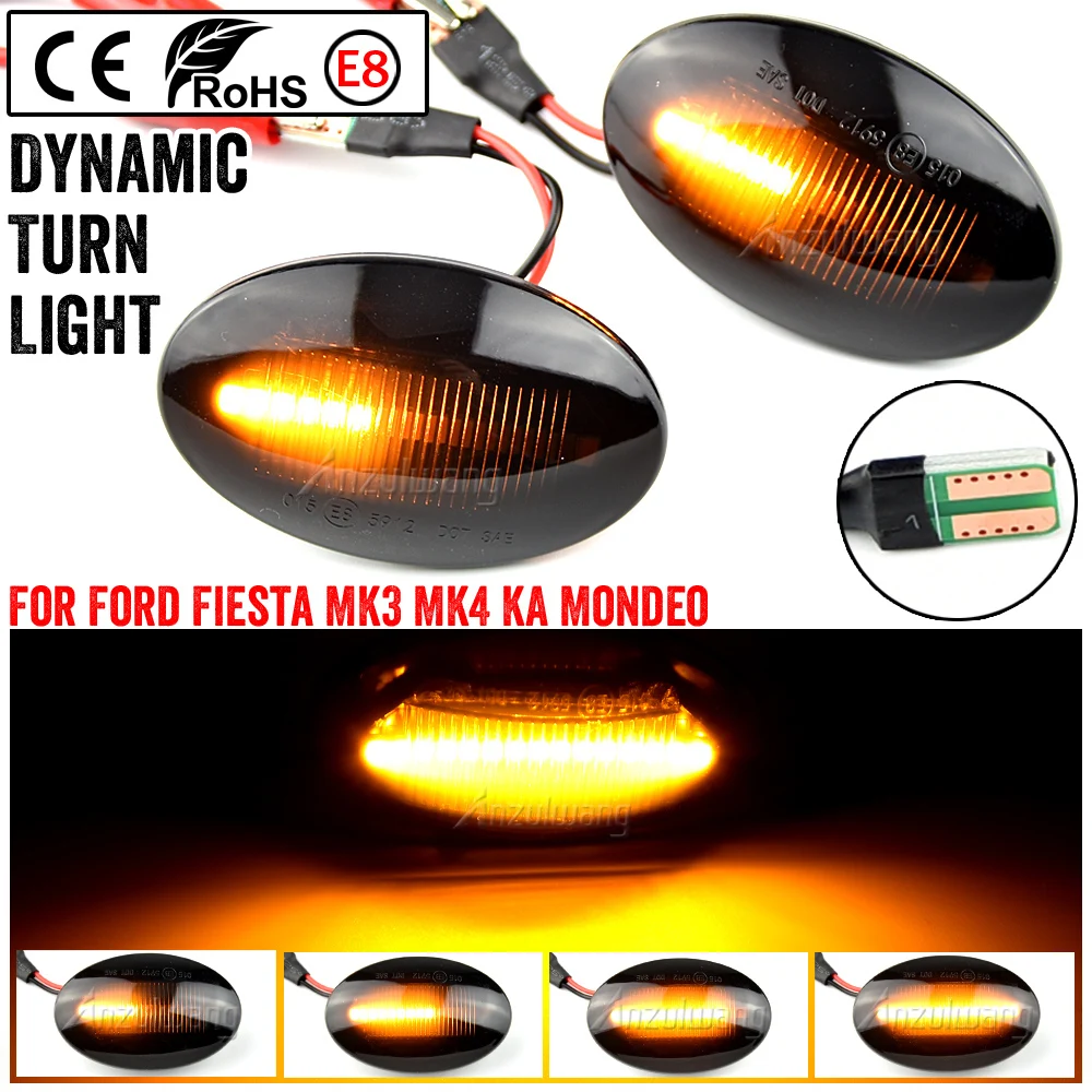 

1Pair For Ford Fiesta III IV MK3 MK4 KA Mondeo I MK1 Transit Tourneo MK6 MK7 Flowing Turn Signal LED Dynamic Side Marker Light