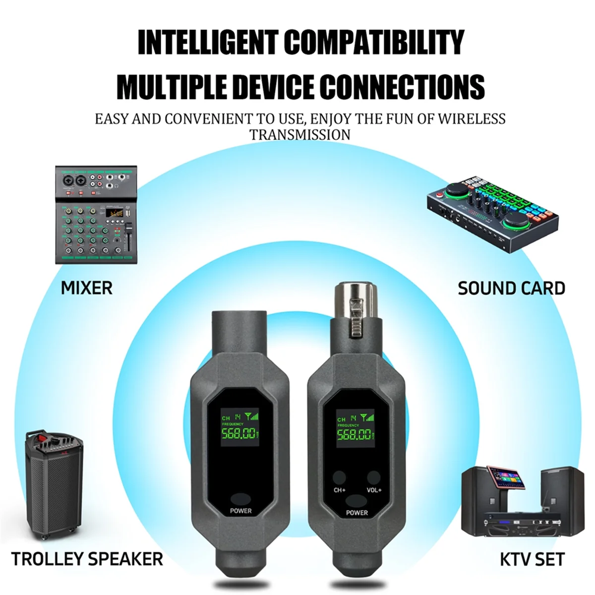 ไมโครโฟนไร้สายตัวรับสัญญาณเสียบเข้ากับระบบไมโครโฟนไร้สาย XLR สําหรับไมโครโฟนคอนเดนเซอร์แบบไดนามิก 48 V,A