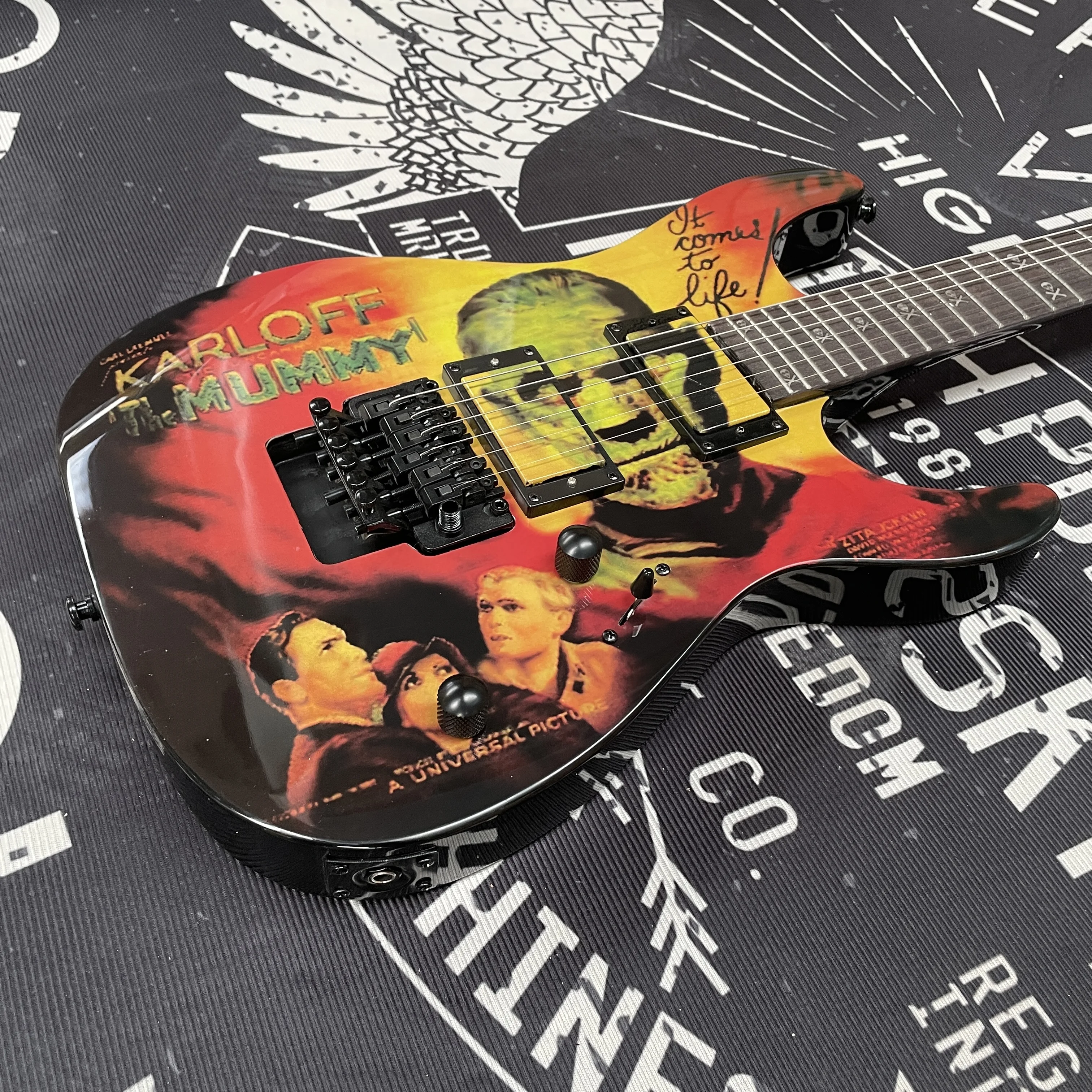 6-string electric guitar vintage movie poster finish and tremolo system guitars—The top choice for collectors' electric guitarra view 4