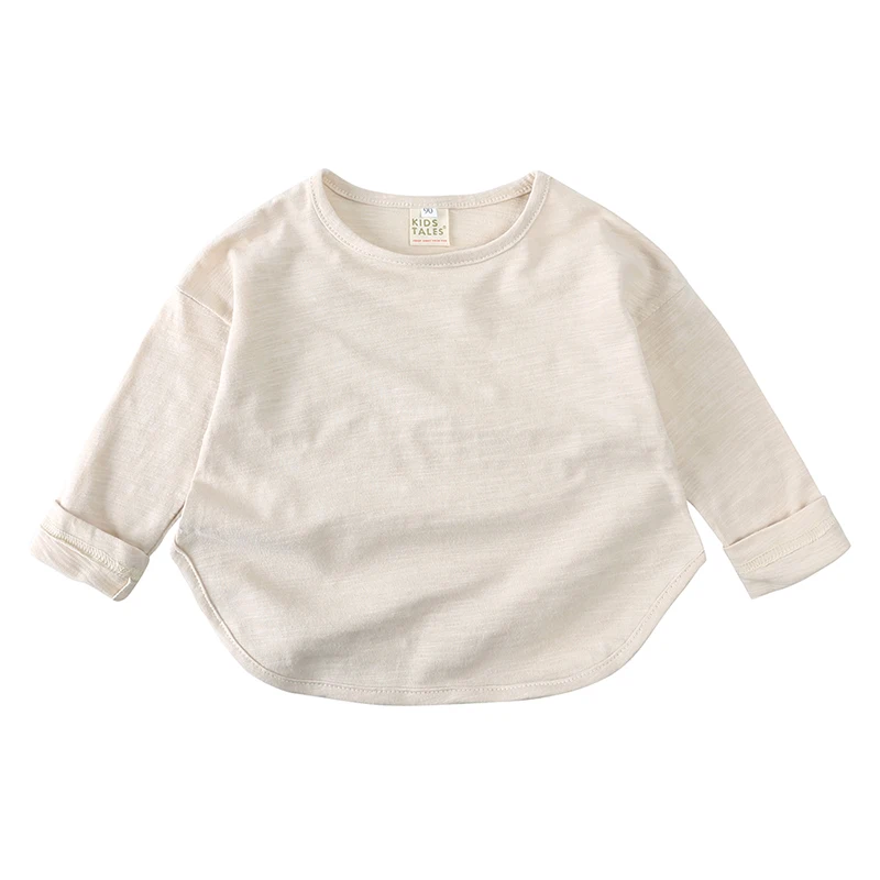 2026 frühling Kinder Teenager Langarm T-shirt Solide Bambus Baumwolle Atmungsaktive Kinder Top Koreanische Jungen Mädchen Casual Kleidung – Detail 1
