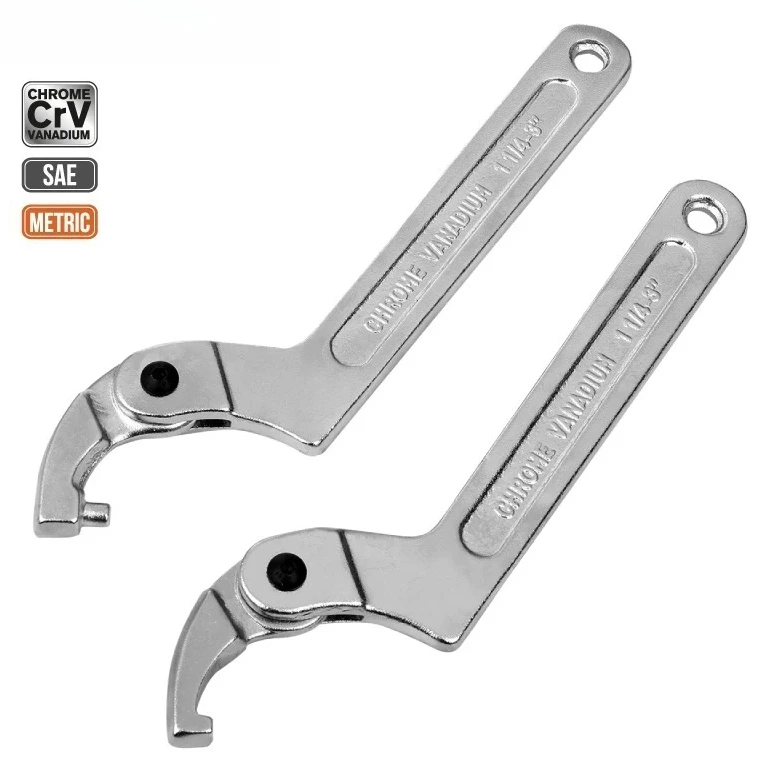 

19-51mm 32-76mm 51-120mm With Scale Auto Tools Supplies Adjustable Wrench Hook C Type Spanner Tool Nuts Bolts Hand Tool
