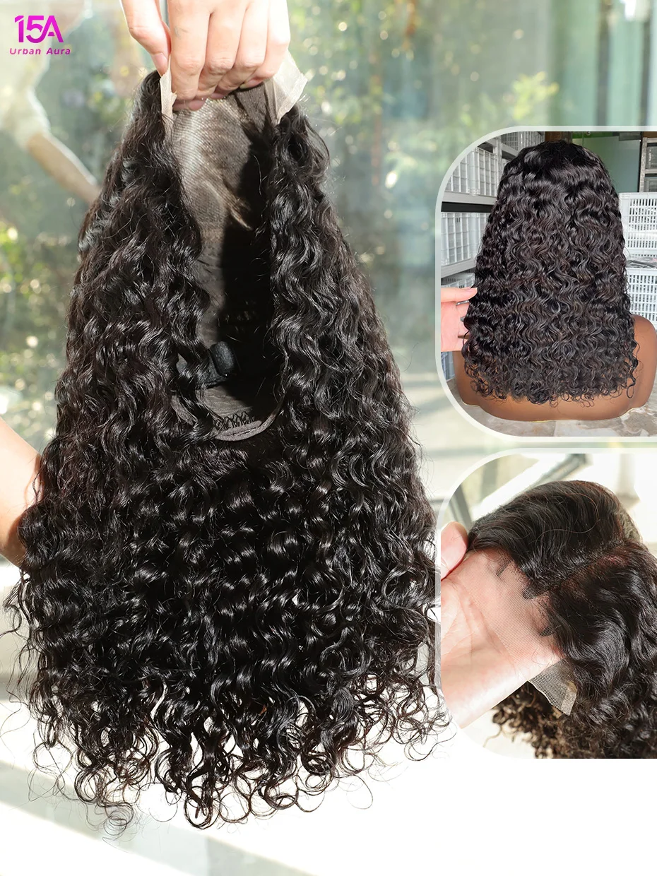 

Готовые к носке парики 5x5 без клея с водной волной, 13x4 HD Lace Front, кудрявые парики-каре из натуральных волос, влажные и волнистые, необработанные вьетнамские, двойной плотности