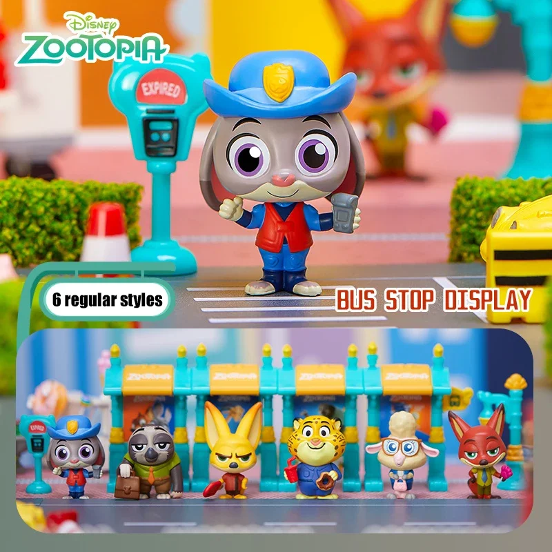 

6PCS Genuine Disney Zootopia Bus Station Blind Box Cute Figurine Kawaii Judy Nick Fun Assembly Blind Box Children's Gifts Figure