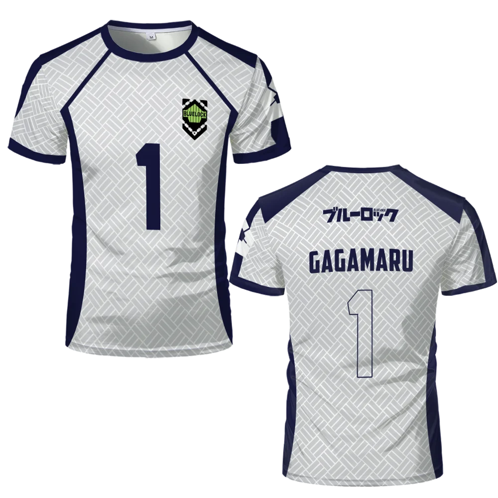 Camisetas de camiseta de fútbol de Anime con cerradura azul para hombre, camisetas deportivas a la moda para mujer, pantalón corto informal para niños, novedad de verano 2024