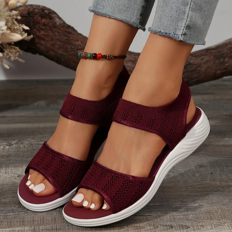 2025Women Sandals New Wedges Platform Cozy Sandals  Outdoor Beach Casual Elastic Designer Shoes for Women Sandalias De Mujer