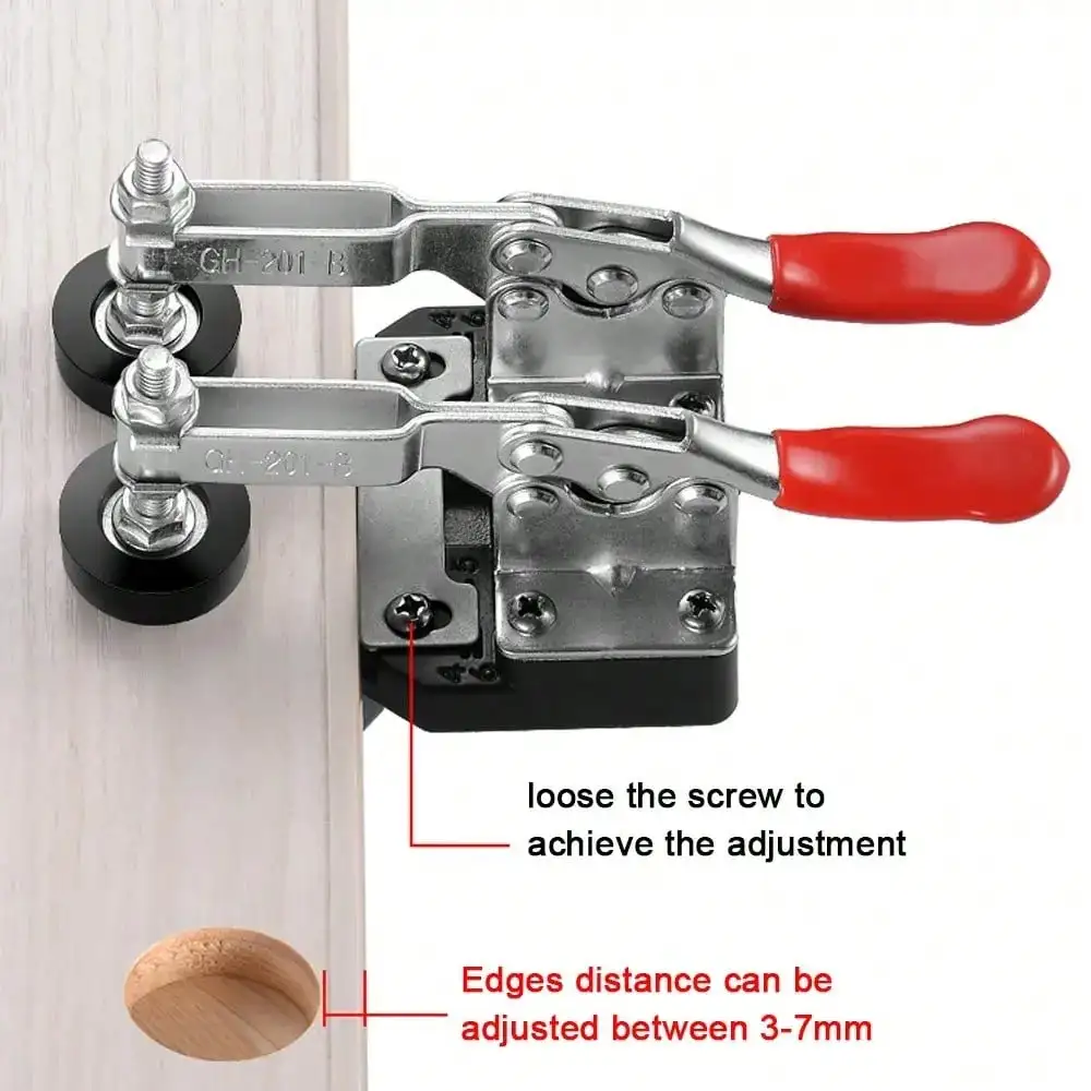 1 Set 35mm Hinge Positioning Hole Cutter with Dual-Jaw Drilling Guide and Cabinet Door Aligner—Aluminum Alloy Woodworking Tool