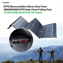 Tarrahaw 야외 방수 휴대용 접이식 태양 전지판, ETFE 태양광 접이식 팩, DC18V USB QCFast 충전기, 60W Etfe