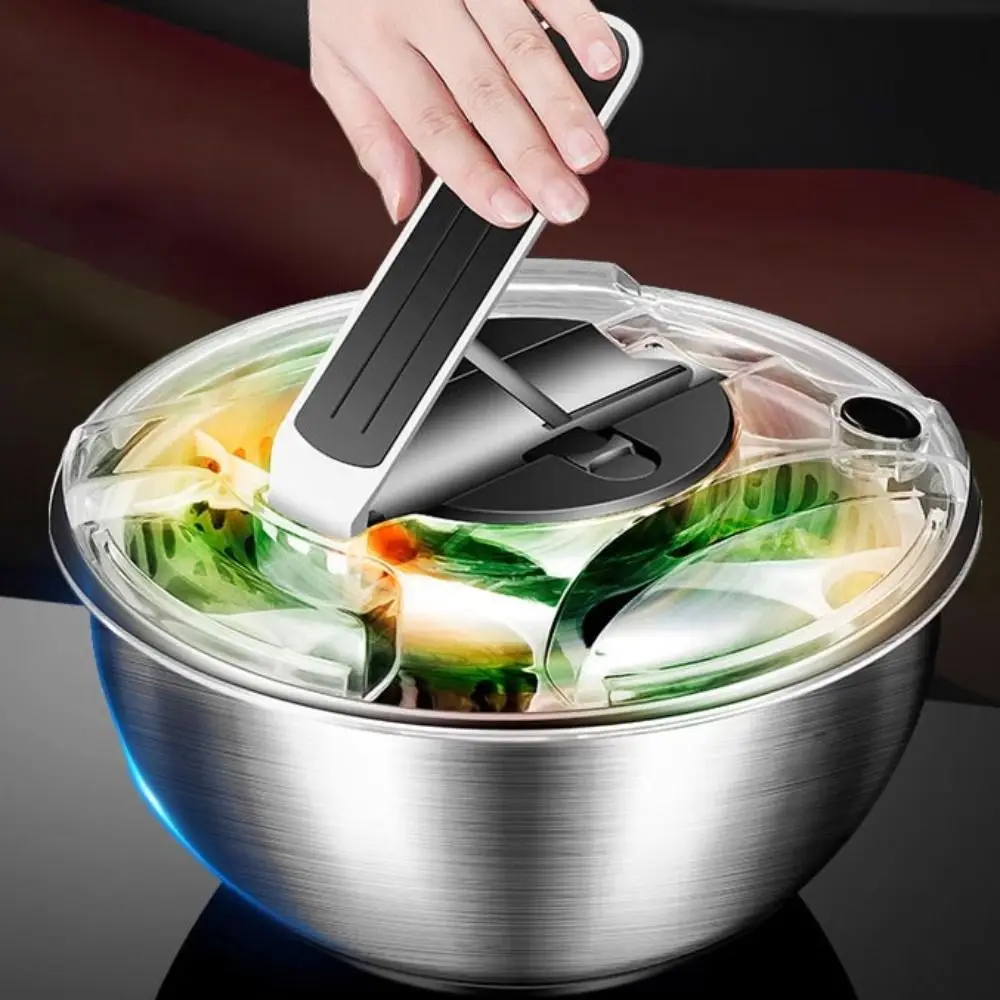 

Household 3.5 L Salad Spinner Manual Quick Drying Vegetable Dehydrator Detachable Stainless Steel Fruit Washer Restaurant