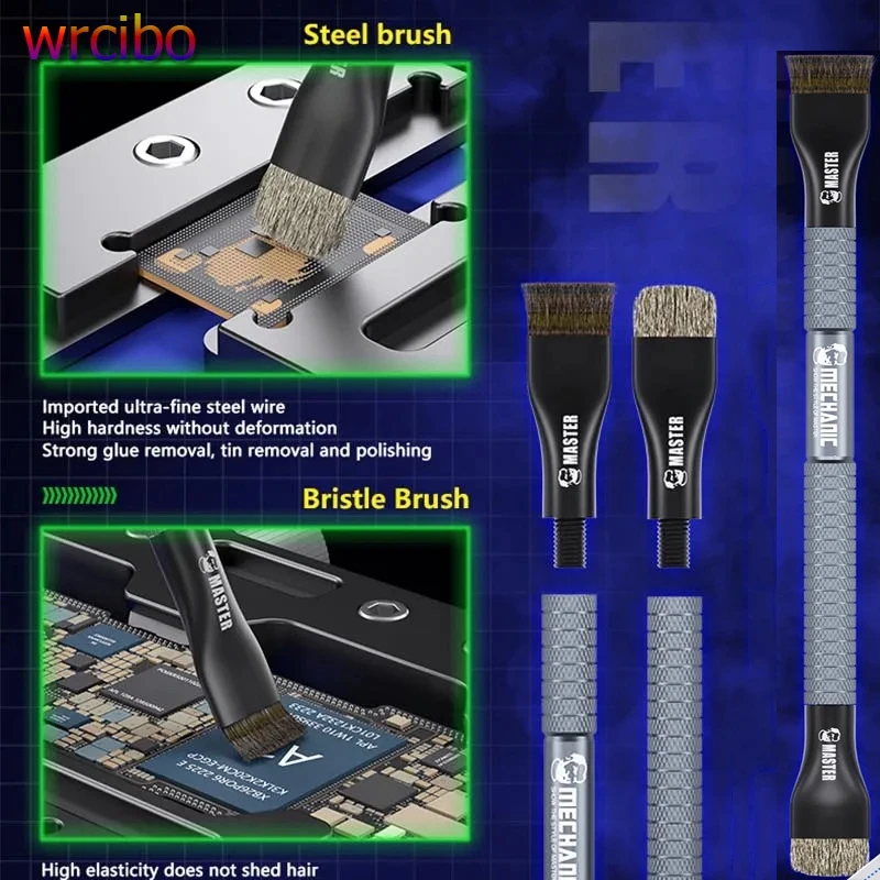 

Механическая двуглавая щетка для материнской платы, печатная плата, чип процессора, клей для удаления IC Pad, ремонт телефона, паяльная щетка, набор инструментов для ремонта