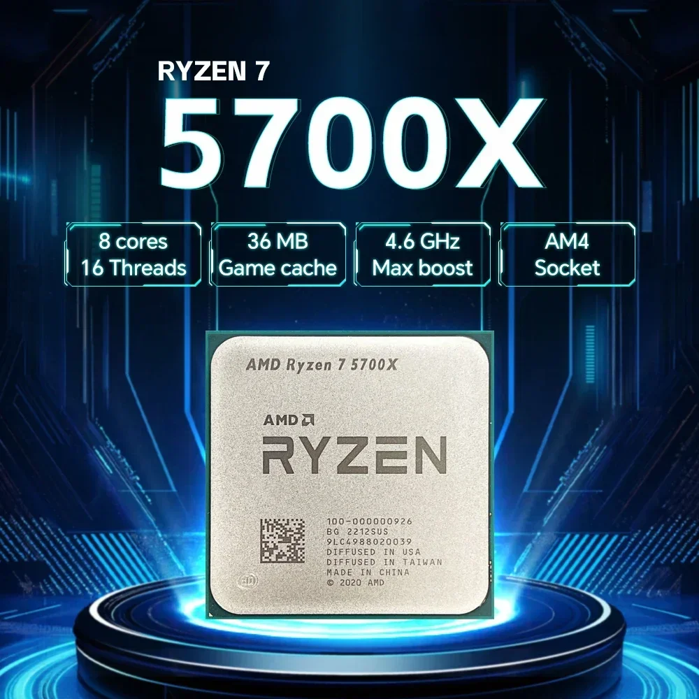 Ryzen 7 5700X AMD AM4 Socket Tray CPU Processor 8 Core 16 Thread High Boost 4.6GHz 32M L3 Cache DDR4 Desktop Gaming Chip No Cool