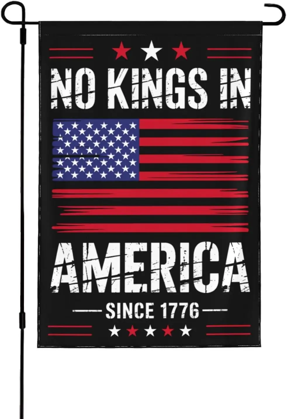 No Kings In America 12x18 inch Garden Flag Double Sided Vertical, Funny Yard Outdoor Decoration Protest Sign JHH