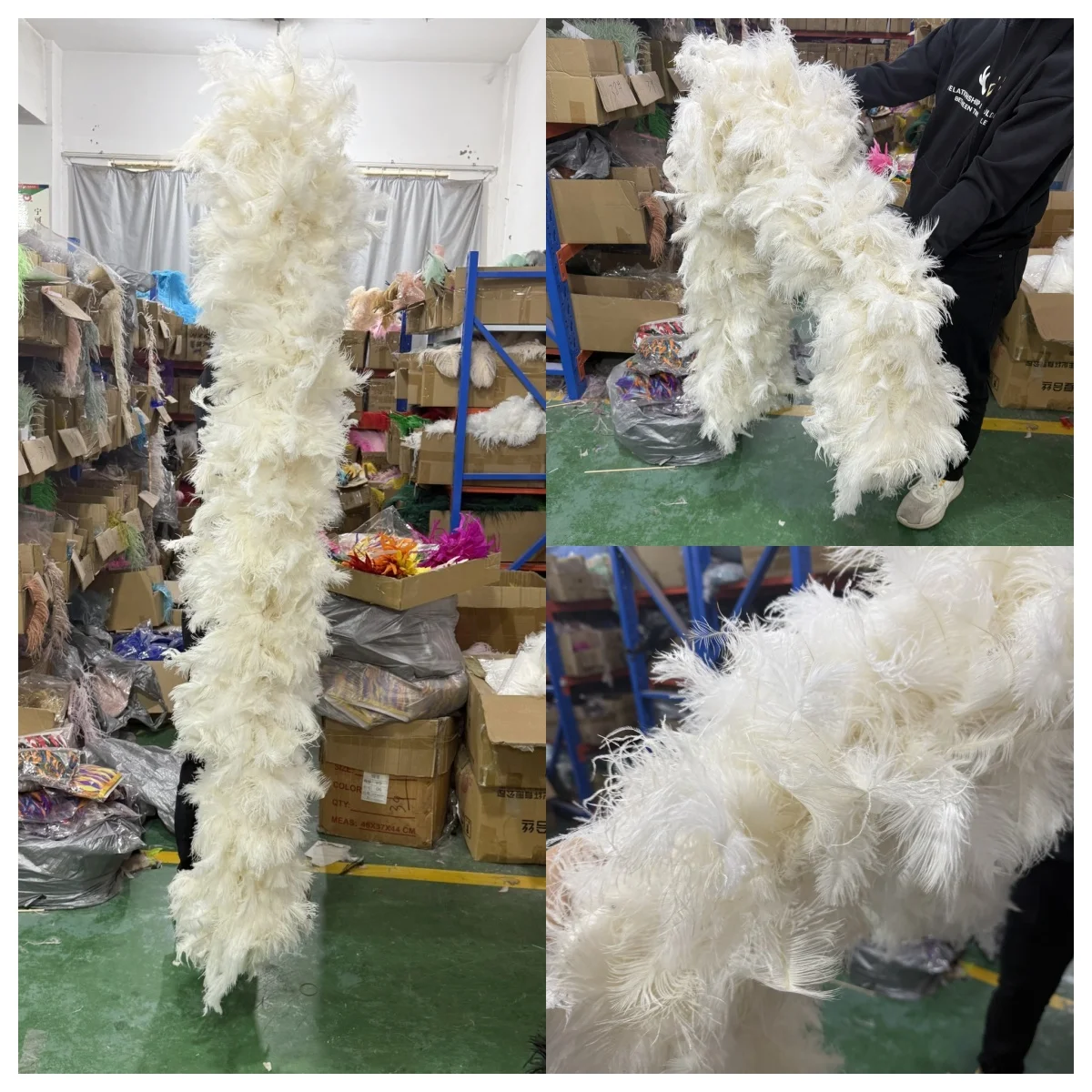 Luxury 10-18CM Ostrich Feather Boa Pure White Fluffy Shawl Scarf for Wedding Photography Stage Costume Carnival Party Decor