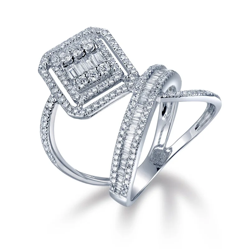 

Brand New Design18k White Gold Jewelry Square Diamond Wedding Ring for Women