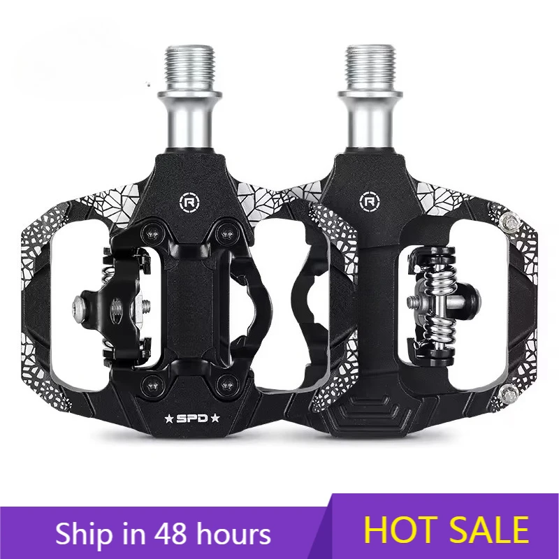 

POWER LEAPWEST BIKING 2 in 1 Bicycle Pedals Mountain Bike SPD Self-Locking Pedals DU Bearing Road Bike Anti-slip Flat Pedal MTB