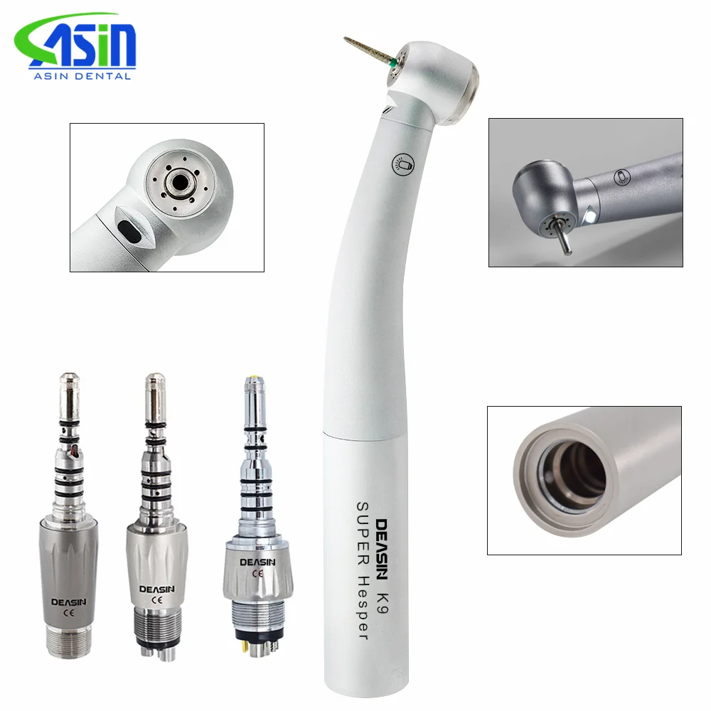 DEASIN Dental 9000 Fiber Optic LED High Speed Air Turbine Handpiec Handpiece Compatible for KaVo Quick Coupling Dentistry Tools