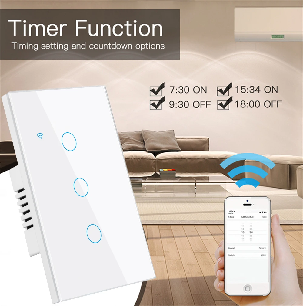 1/2/3/4 gang TUYA WiFi Smart Touch Switch Home Wall Button for Alexa and Google Home Assistant