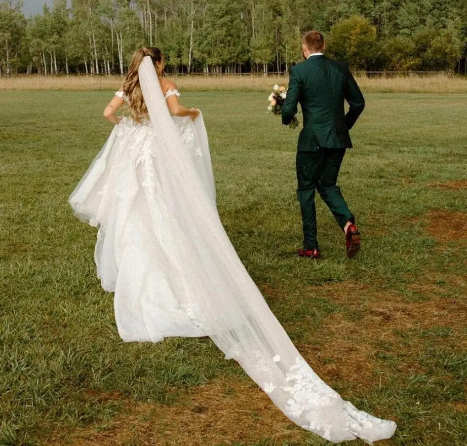 Vestido De novia bohemio con hombros descubiertos para mujer, vestido De novia largo hasta el suelo, corte en A Civil, bohemio, hecho a medida, país De Mariee