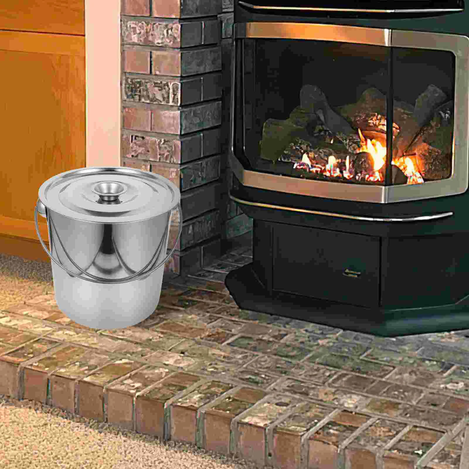 Cubo de limpieza para chimenea, cenizas de Metal, multiusos, gran capacidad, almacenamiento, incinerador de jardín para interiores