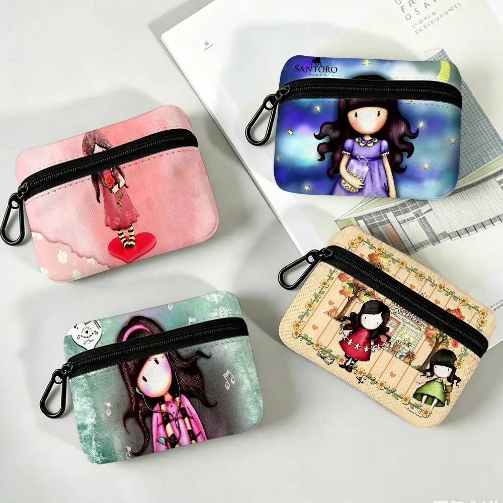 Cartoons Santoro Gorjuss Multifunctional Oxford Cloth Small Pouch With Hook Mini Coin Wallet Earbud Storage Bag