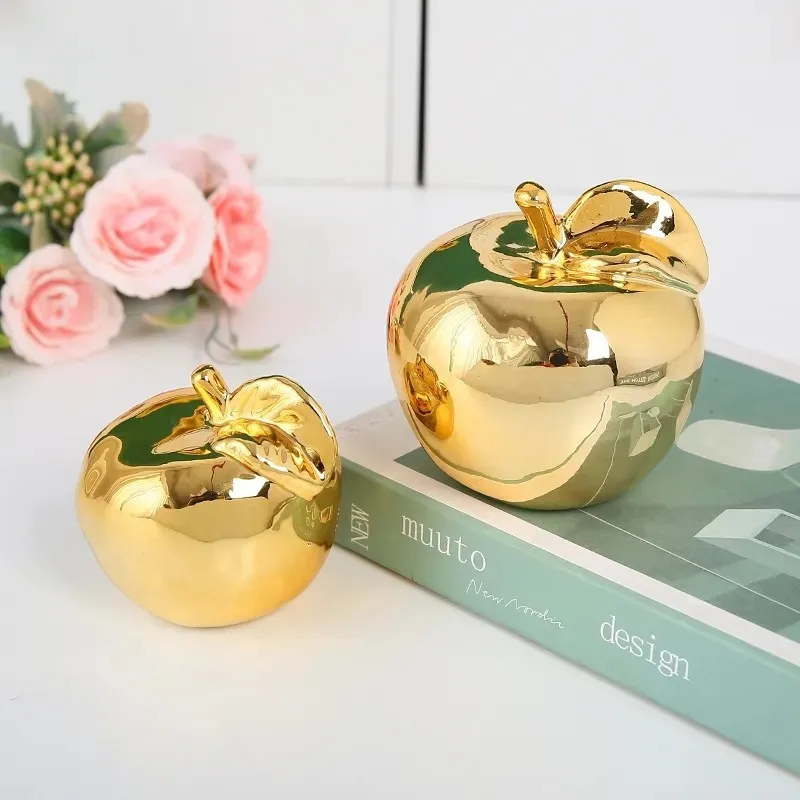 

Apple Ceramic Gold-plated Jewelry Home Ornament Jewelry Modern Simple Creative Living Room Study Wine Cabinet Ornament Jewelry
