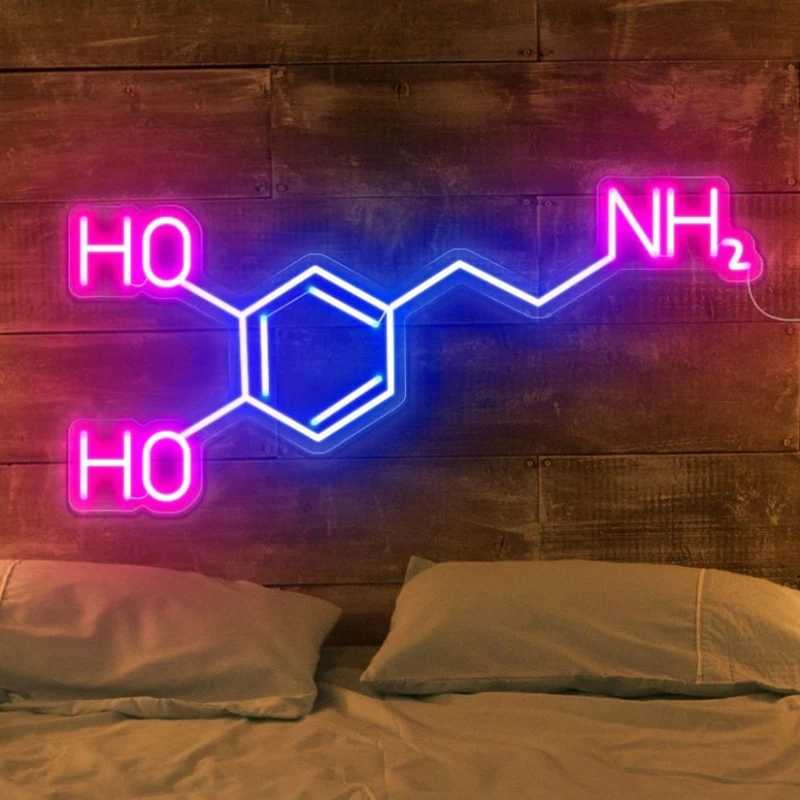 Little Molecule of Dopamine LED Neon Light Sign Customized Biology Studio Backdrop Bedroom Home Room Aesthetic Wall Decoration