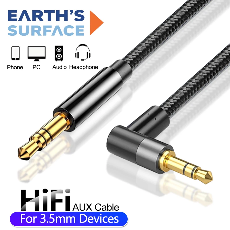3.5mm Jack Audio Cable 90 Angle Extender Male to Male Speaker AUX Cables for Xiaomi Samsung MP4 Video Car Headphone Adapter Cord