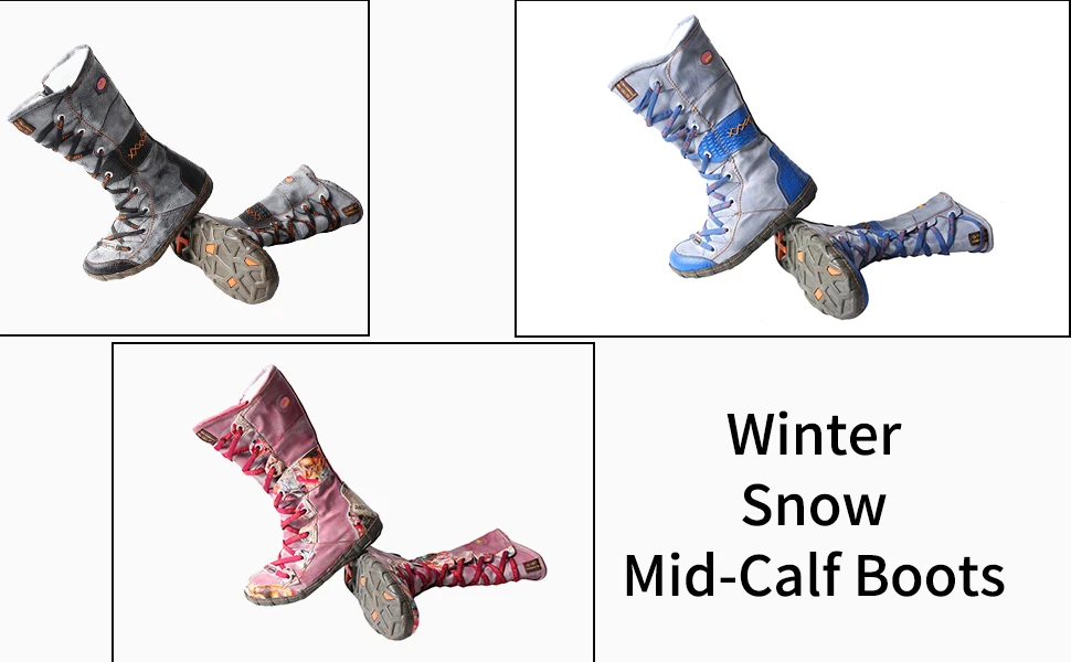 Tma Eyes 2023 Winter lange gewaschen Kontrasts tich Spitze Seite Reiß verschluss Damen stiefel – Detail 4