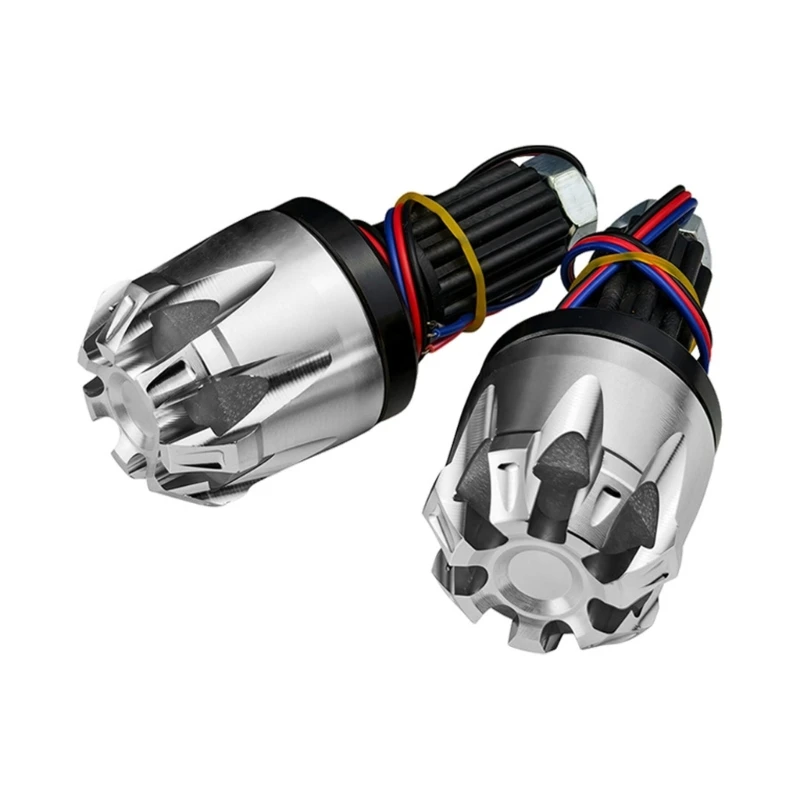 Y4UA Motorcycle Handlebar End with LED Lights Modification Lighting Modes Quick Installation Metal Plastic Bike Accessories