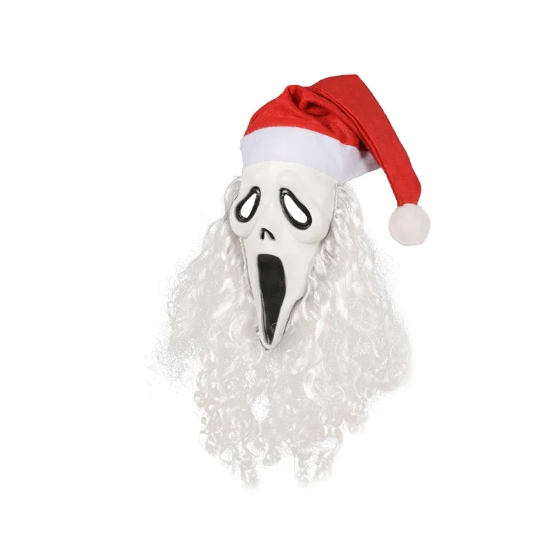 

Косплей Кричащий Рождество с красной шляпой, кепкой и белой бородой Крик Забавная маска на Хэллоуин Анфас Карнавальный костюм для вечеринки Реквизит