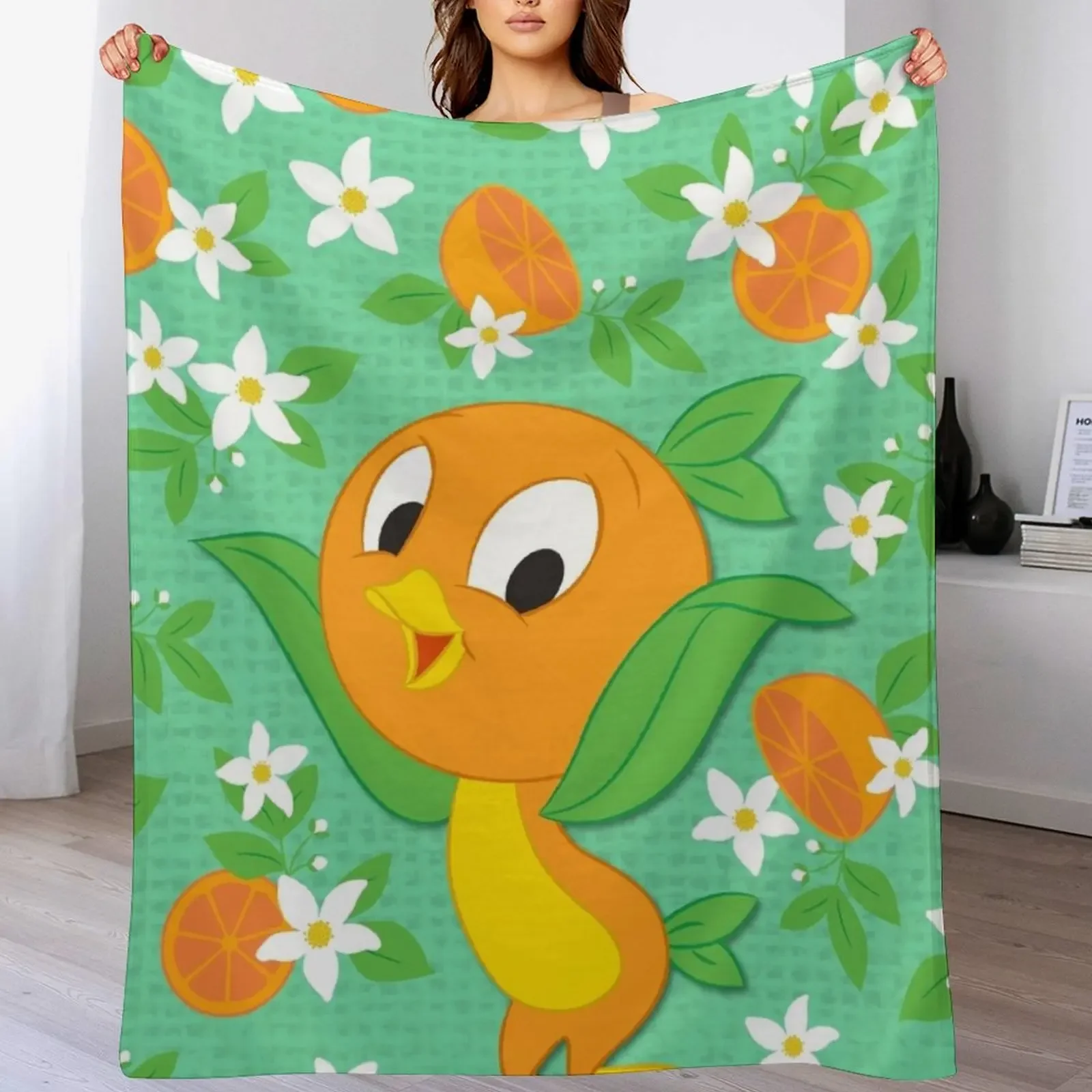 Hello Sunshine Orange Bird Throw Blanket Warm Throw Blanket Gift for Anniversary